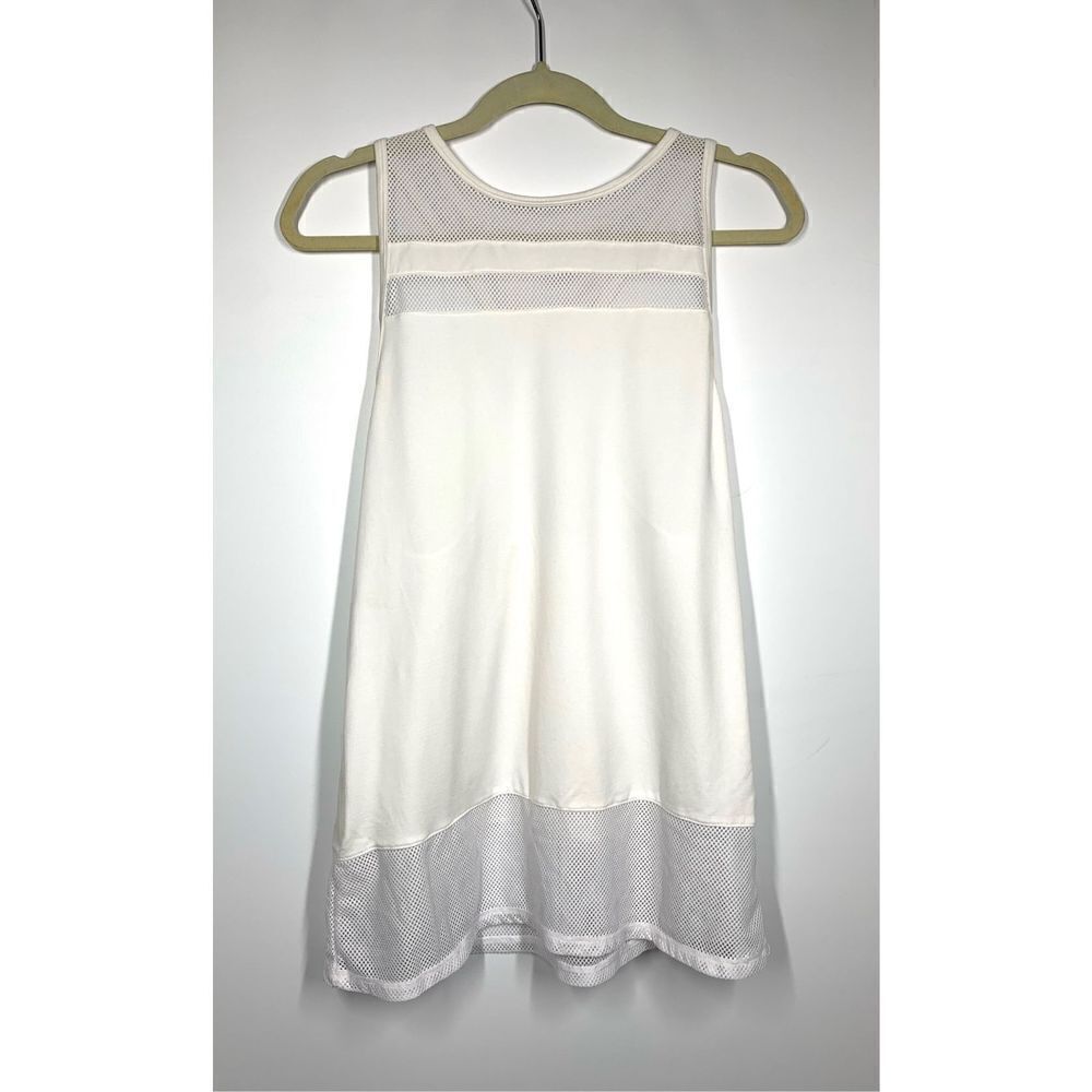 Fabletics Bianca White Athletic Racerback Mesh Tunic Tank Women Size L